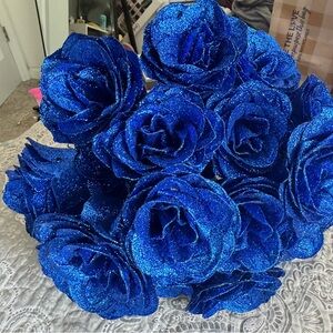 Sparkling Blue Artificial Roses